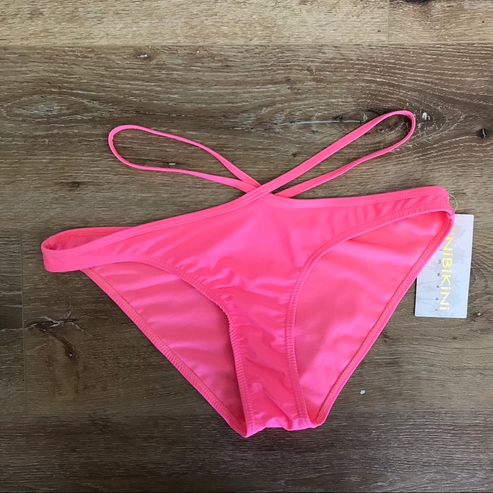 TINIBIKINI PINK STRAPPY SWIM BOTTOMS NWT XL